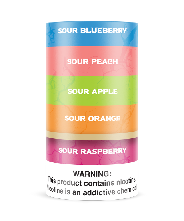 Sour Pouches 5-Can Multi Flavor Pack - Rushnico- Nicotine Pouches USA - Express Delivery