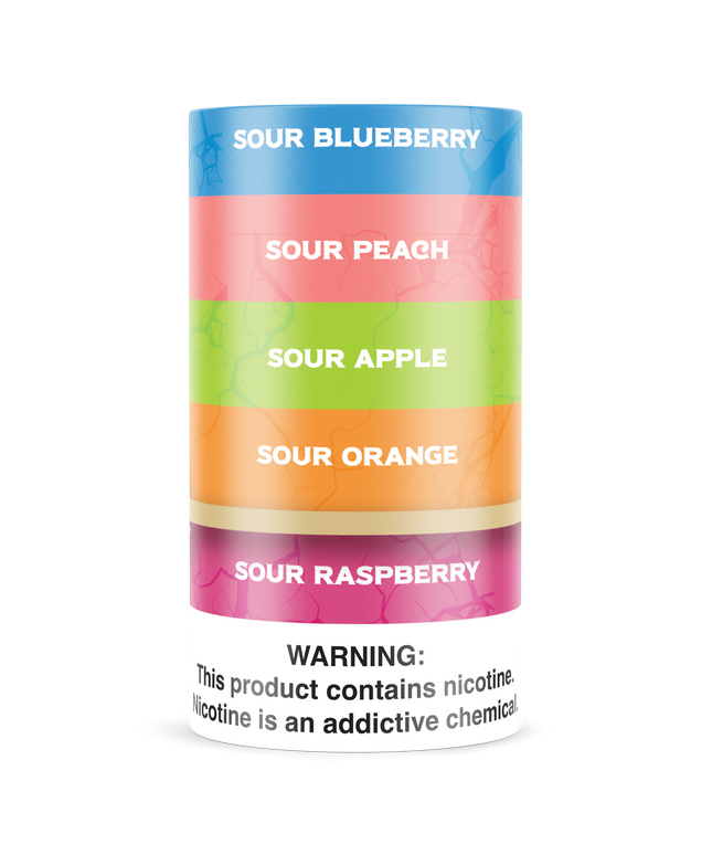 Sour Pouches 5-Can Multi Flavor Pack - Rushnico- Nicotine Pouches USA - Express Delivery