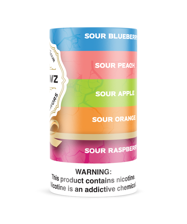 Sour Pouches 5-Can Multi Flavor Pack - Rushnico- Nicotine Pouches USA - Express Delivery